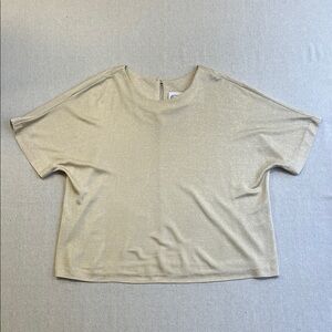 Saint Germain Paris Gold Shimmer Short Sleeve Top Size Large